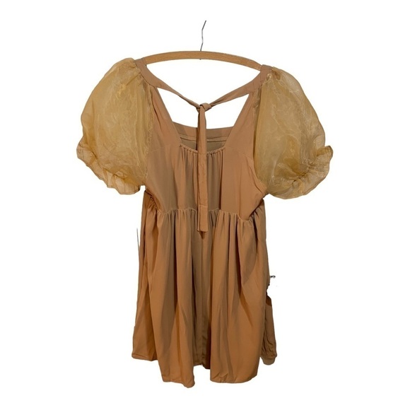 Entro Tan Puff Sleeve Maternity Dress Size L - Picture 2 of 6